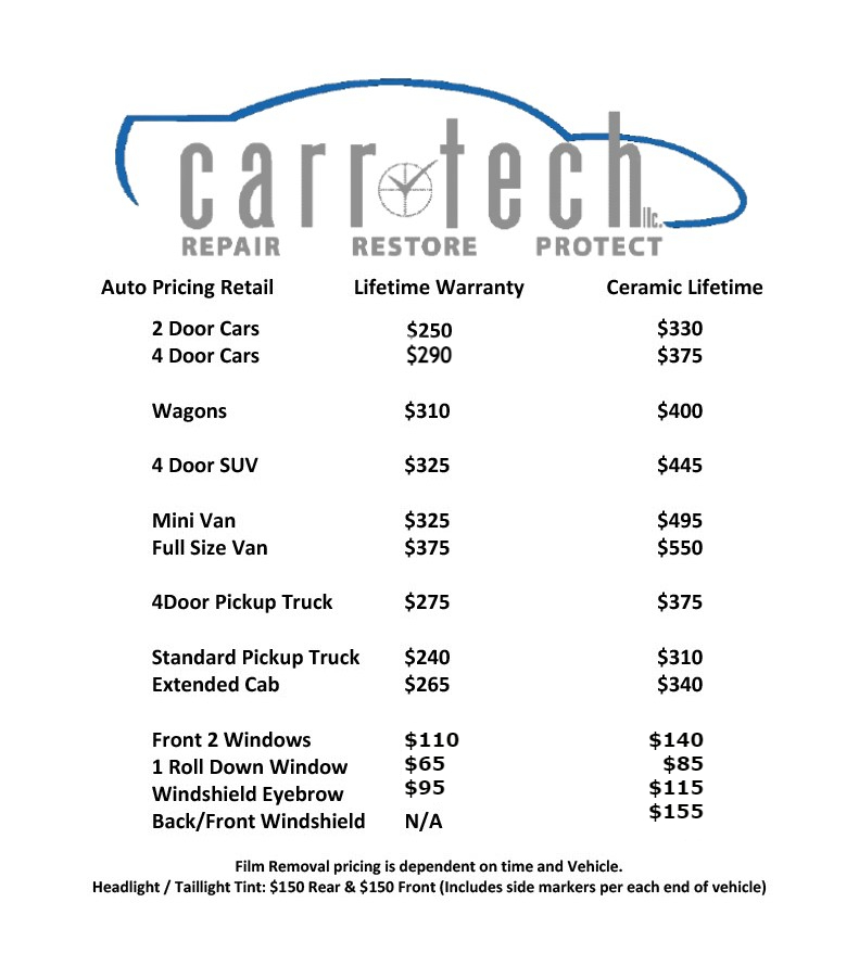 Carr Tech Tint Pricing